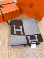 HM Avalon Blanket Brown Mix Gray Cashmere Wool 762022