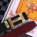 HM Belt 38mm Black Cowhide Leather Gold Buckle 619053