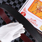 HM Belt 38mm Black Cowhide Leather Gold Buckle 619053