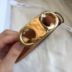 CL Gold 25mm Triomphe Enamel Brown Calfskin 562437