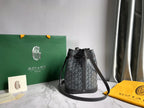 PETIT FLOT BUCKET BAG 22 IN GRAY GOYARDINE CANVAS AND LAMBSKIN TRIM