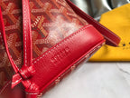 PETIT FLOT BUCKET BAG 22 IN CLASSIC RED GOYARDINE CANVAS AND LAMBSKIN TRIM