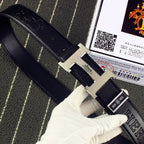 HM Original Belt 38mm Black Cowhide Sliver Buckle 620272