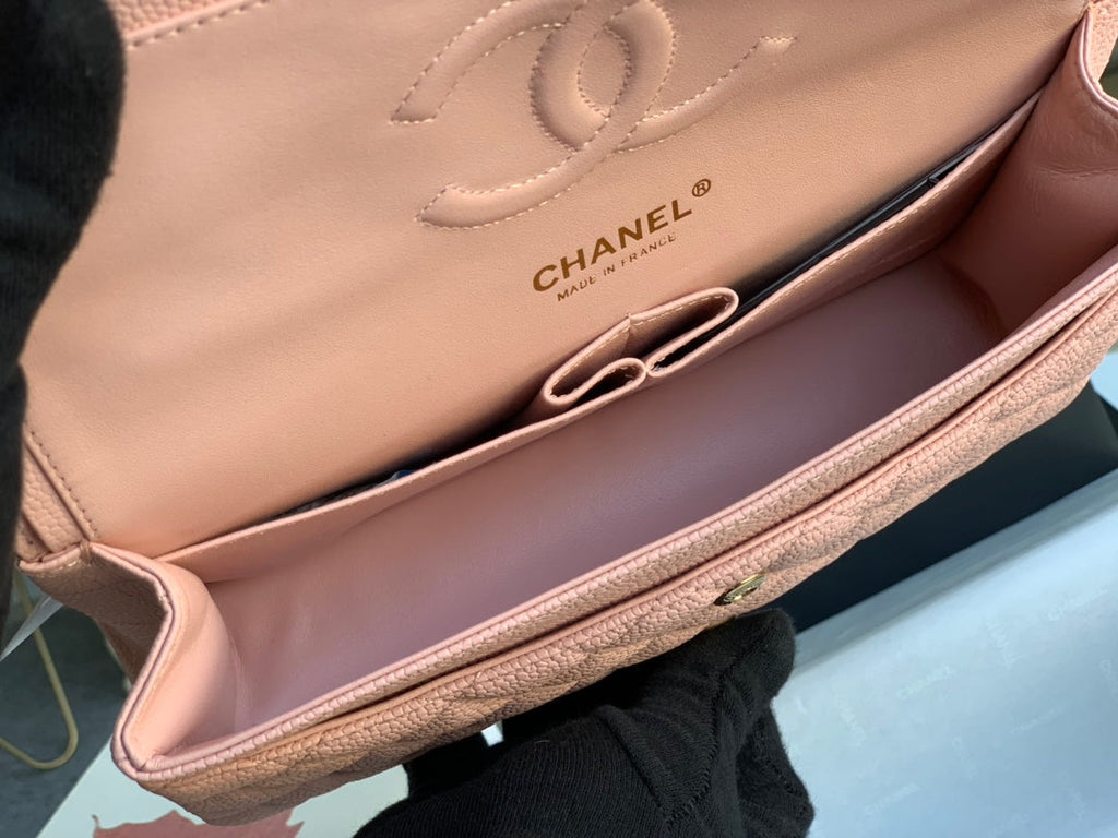 flap bag medium 25 pink caviar ghw