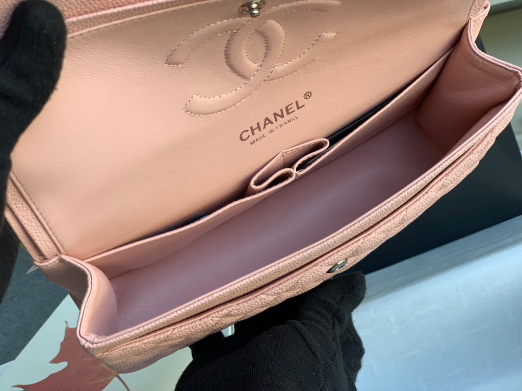 flap bag medium 25 pink caviar shw