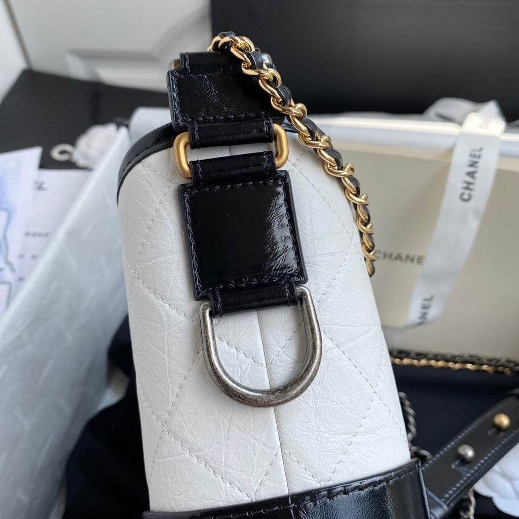 Chanel 25 Gabrielle Black White  20cm Calfskin 289506