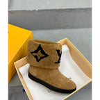 LV Snowdrop Flat Ankle Boot Brown Monogram Black Suede