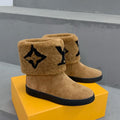 LV Snowdrop Flat Ankle Boot Brown Monogram Black Suede