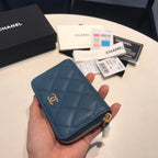 CC ZIPPED CAVIAR PURSE 11 AEGEAN CALFSKIN GOLD ICON
