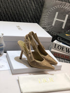 JAdior slingback pump 95 beige full diamond crystal and seude