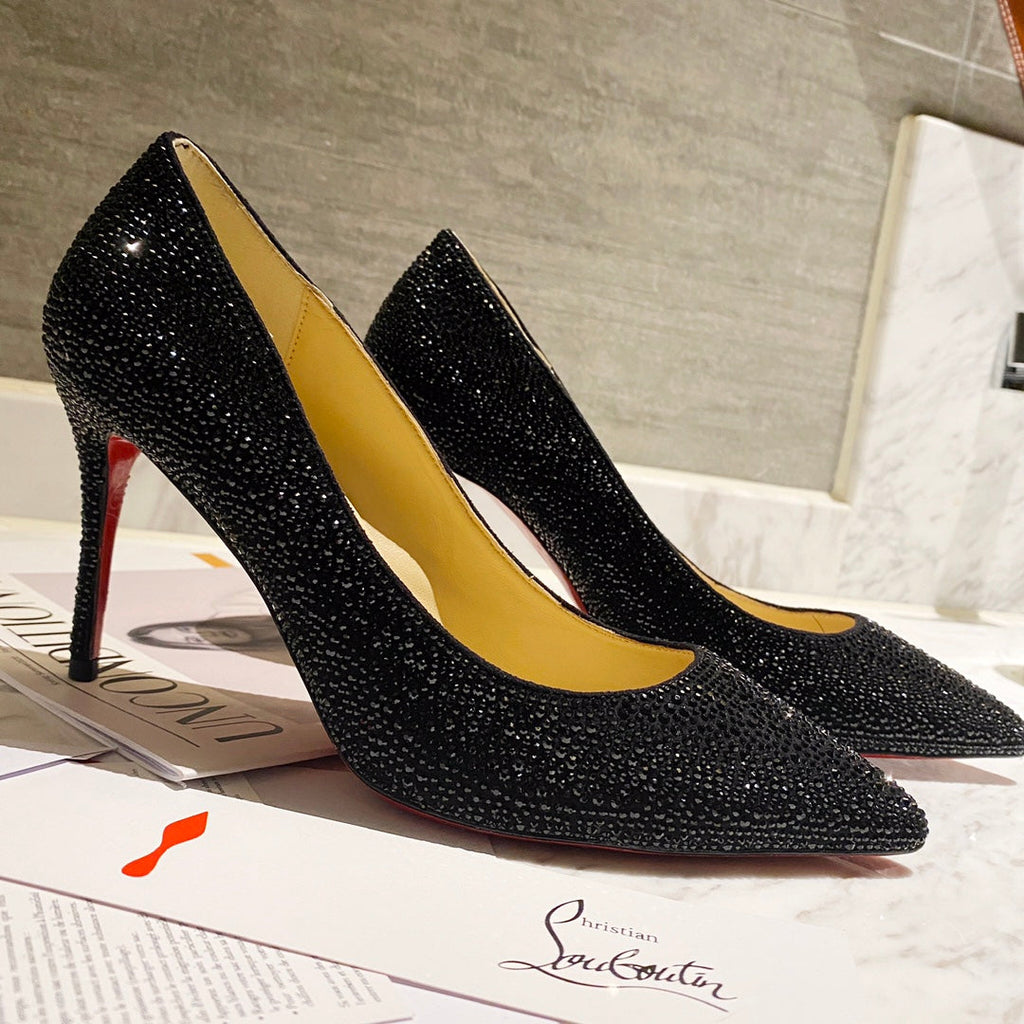 CL Pigalle Follies Pumps 100mm Crystal-embellished Black