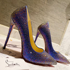 CL Kate Strass Degrade Pumps 100mm Suede Blue