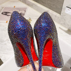CL Kate Strass Degrade Pumps 100mm Suede Blue