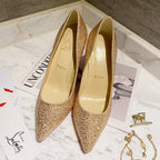 CL Kate Strass Degrade Pumps 100mm Suede Beige
