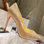 CL Kate Strass Degrade Pumps 100mm Suede Beige