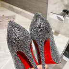 CL Kate Strass Degrade Pumps 100mm Suede Black