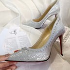CL Anjalina Spike Pump 85mm Glitter Silver