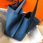 picotin lock blue togo leather silver hardware