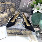JAdior slingback pumps 95 full transparent mesh black embroidered cotton
