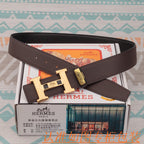 HM Constance Belt 38mm Brown Epsom Gold Buckle 619955