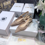 JAdior slingback flat transparent mesh rose canelle embroidered cotton