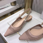 JAdior slingback flat transparent mesh rose canelle embroidered cotton