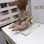 JAdior slingback pumps 65 transparent mesh rose canelle embroidered cotton