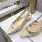 JAdior slingback flat transparent mesh beige embroidered cotton