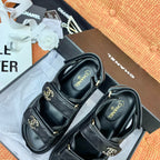 cc dad sandals black grained calfskin