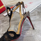 CL Diamond Sling Back Black Mesh 346070