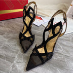 CL Diamond Sling Back Black Mesh 346070