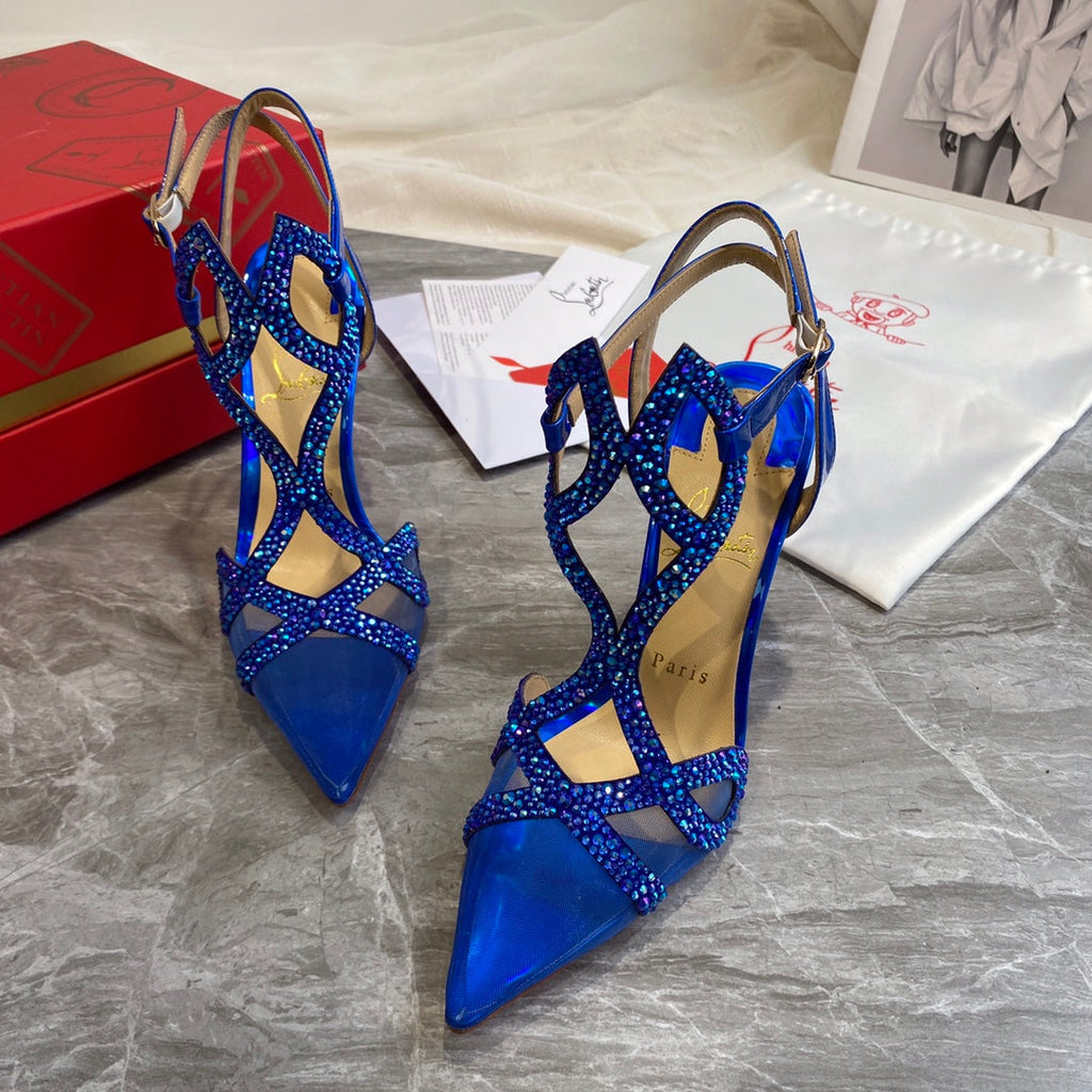 CL Diamond Sling Back Blue Mesh 346069