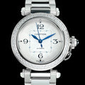 pasha 35mm automatic steel white dial diamond bezel