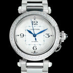 pasha 35mm automatic steel white dial diamond bezel
