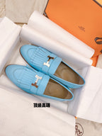 HM Mocassins Royal Loafers Sky Blue Goat Leather 348018