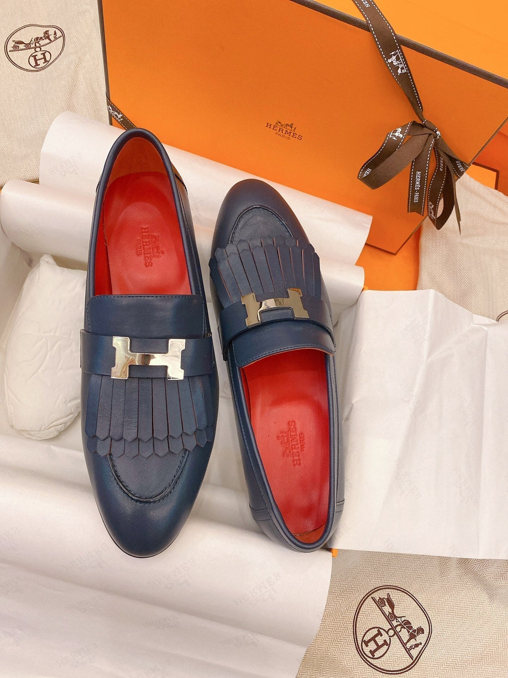 HM Mocassins Royal   Loafers Navy Blue Goat Leather 348020