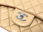 flap bag jumbo 30 light beige lambskin silver hardware