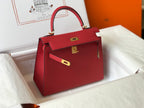 hm kelly 32cm dark red epsom leather gold hardware