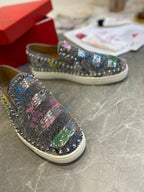 CL Loafers Multicolor Fabric and Spikes 242382