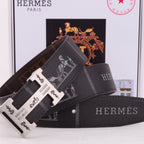 HM Constance Belt 38mm Black Brown Cowhide Gold Buckle 620188