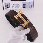 HM Constance Belt 38mm Brown Black Cowhide Gold Buckle 620189