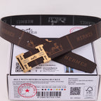 HM Constance Belt 38mm Brown Black Cowhide Gold Buckle 620189