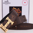 HM Constance Belt 38mm Brown Black Cowhide Gold Buckle 620189