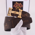 HM Constance Belt 38mm Brown Black Cowhide Gold Buckle 620189