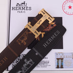 HM Constance Belt 38mm Brown Black Cowhide Gold Buckle 620189