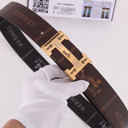 HM Constance Belt 38mm Brown Black Cowhide Gold Buckle 620189