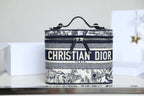 Dior 2025 Diortravel Vanity Bag 24cm Blue mix White Canvas