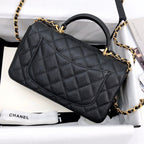 mini flap bag top handle 20cm black caviar gold hardware