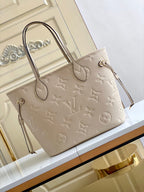 NEVERFULL MM 32 TOURTERELLE GRAY MONOGRAM EMPREINTE LEATHER
