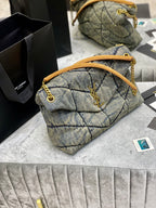 LOULOU PUFFER MEDIUM 35CM RODEO BLUE SUEDE DENIM